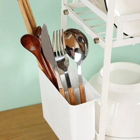 Dish Drying Rack Dish Racks & Drain Boards White 2-Tier Metal Dish Drainer With Cutting Board · Dondepiso