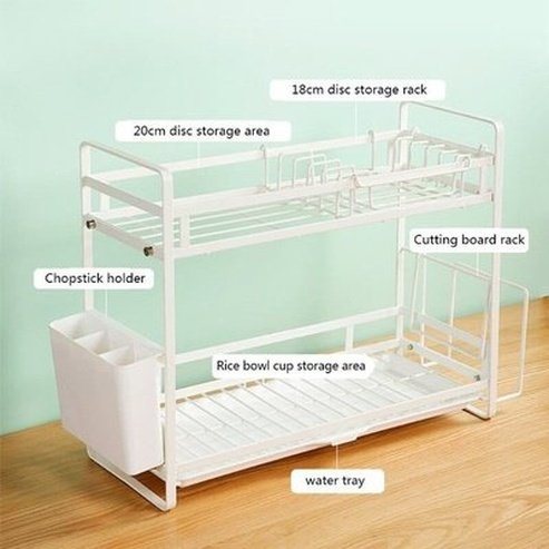 Dish Drying Rack Dish Racks & Drain Boards White 2-Tier Metal Dish Drainer With Cutting Board · Dondepiso