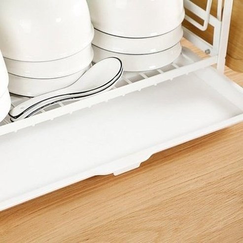 Dish Drying Rack Dish Racks & Drain Boards White 2-Tier Metal Dish Drainer With Cutting Board · Dondepiso