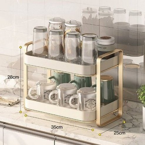 Double Layer Drain Tray Dish Racks & Drain Boards Gold