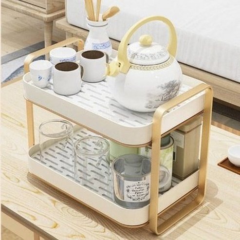 Double Layer Drain Tray Dish Racks & Drain Boards Gold