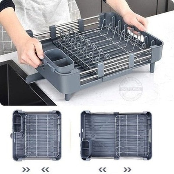 Kitchenware Sink Drainer Dish Racks & Drain Boards Grey Double Layer Finish Cookware Sink Storage Drainer – Dondepiso