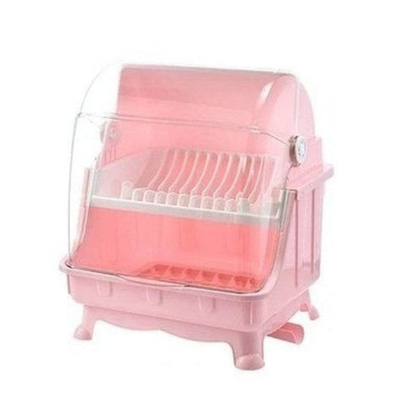 Dish Storage Box Dish Racks & Drain Boards bowl rack pink Kitchenware Storage Dish Organizer Box With Lid - Dondepiso