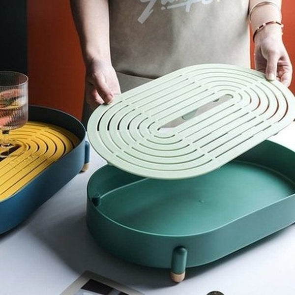 Tea Drain Tray Dish Racks & Drain Boards Oval Tea Drain Tray Cup Storage Rack – Dondepiso