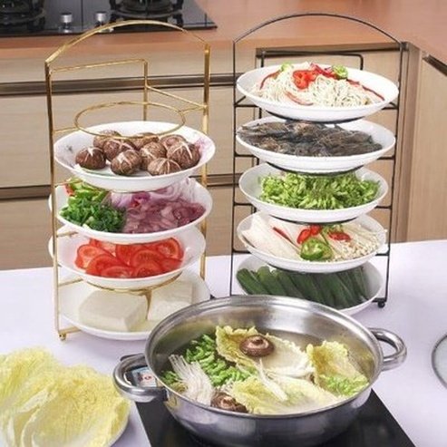 Hot Pot Food Rack Dish Racks & Drain Boards Punch-Free Metal Hot Pot Food Dish Rack · Dondepiso