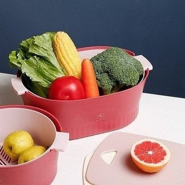 Double Drain Basket Bowl Colanders & Strainers Double Basket Food Colander Bowl - Dondepiso