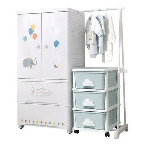 Multilayer Mobile Closet Clothing & Closet Storage White Multilayer Mobile Storage Open Closet - Dondepiso