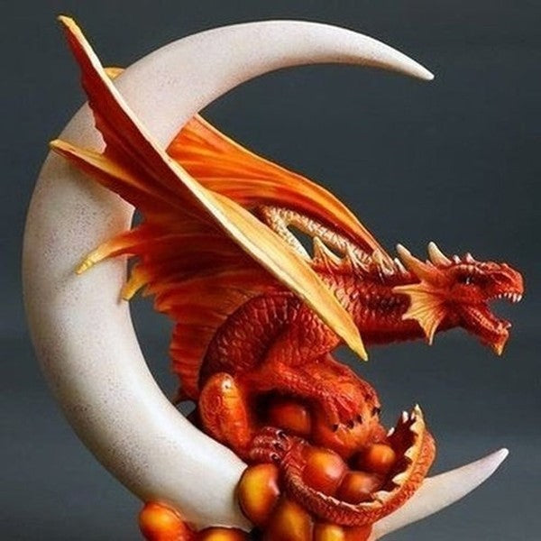Magic Dragon Figurine Figurines Decorative Figure Of Mythological Dragon With Moon · Dondepiso