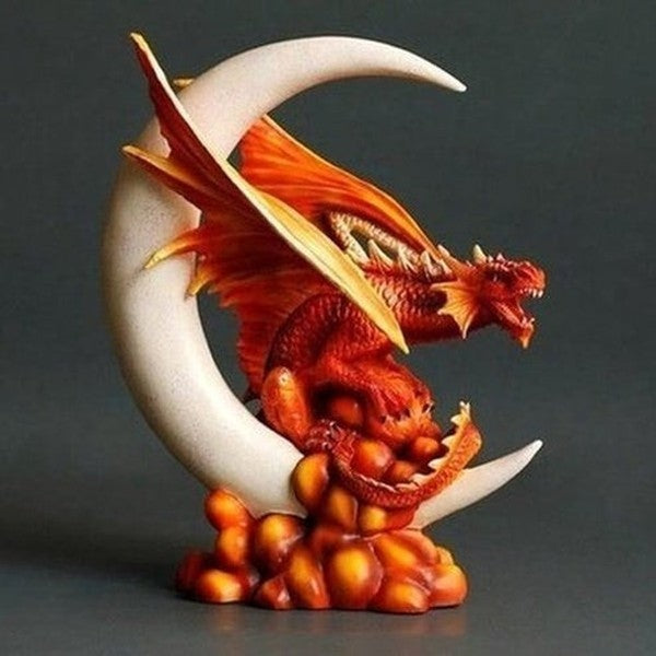Magic Dragon Figurine Figurines Decorative Figure Of Mythological Dragon With Moon · Dondepiso