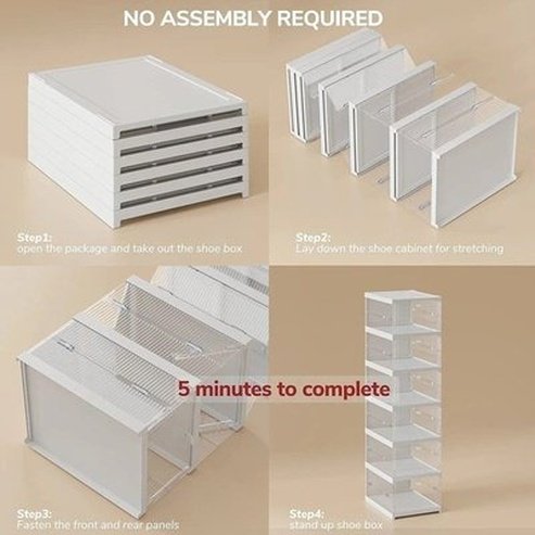 Foldable Shoe Rack White Foldable Shoe Boxes Rack with Lids 6 · Dondepiso