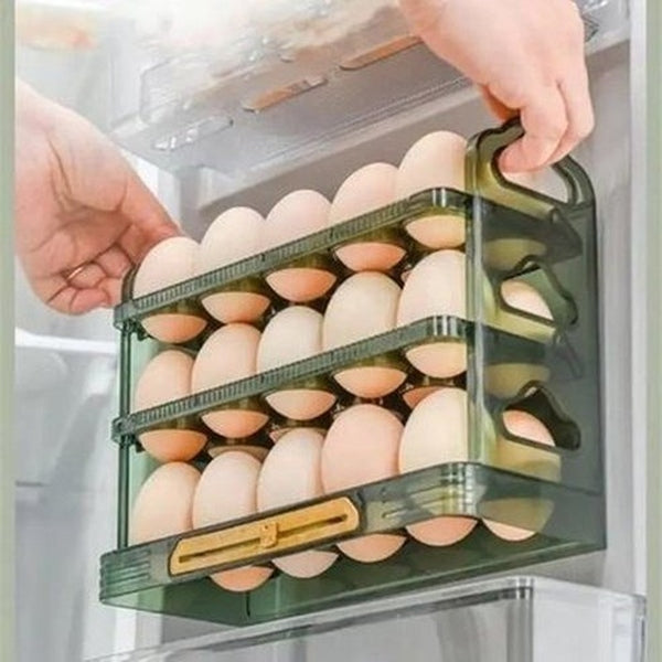 3-Layer Refrigerator Egg Holder with Flip Storage Rack