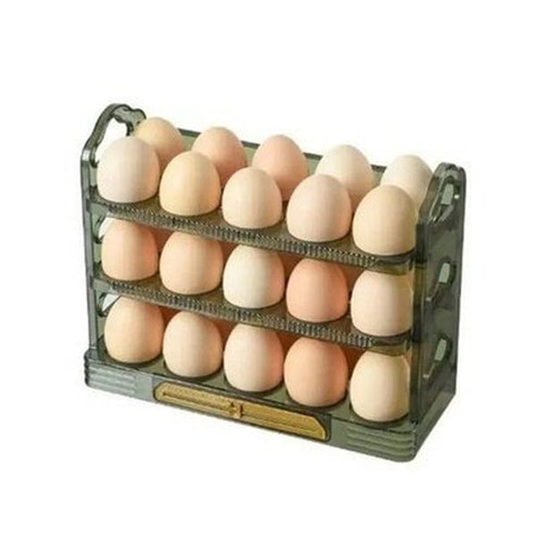 3-Layer Refrigerator Egg Holder with Flip Storage Rack