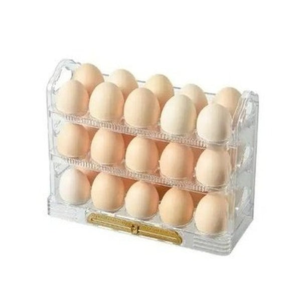 3-Layer Refrigerator Egg Holder with Flip Storage Rack