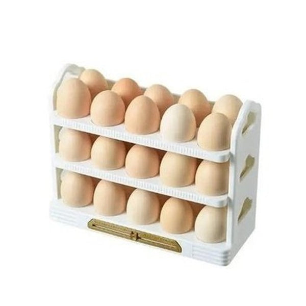 3-Layer Refrigerator Egg Holder with Flip Storage Rack