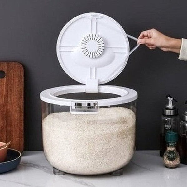 Clear Round Sealed Rice Storage Container Insect Proof Moisture Proof Seal Rice Bucket Flour Grain Storage Tank Cereal Storage Box
