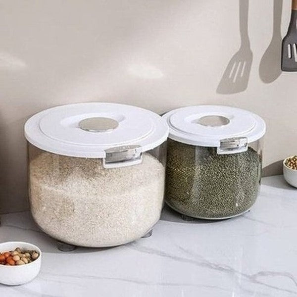 Clear Round Sealed Rice Storage Container Insect Proof Moisture Proof Seal Rice Bucket Flour Grain Storage Tank Cereal Storage Box
