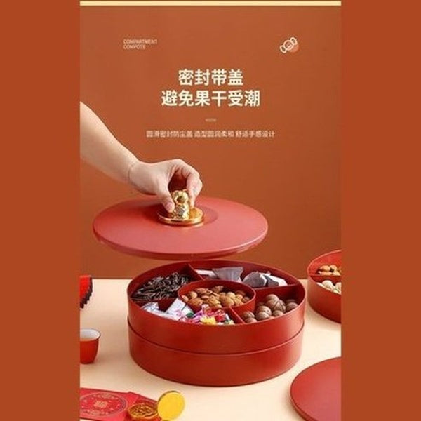 Candy Storage Box Food Storage Containers Red Double-Layer Candy Storage Container · Dondepiso