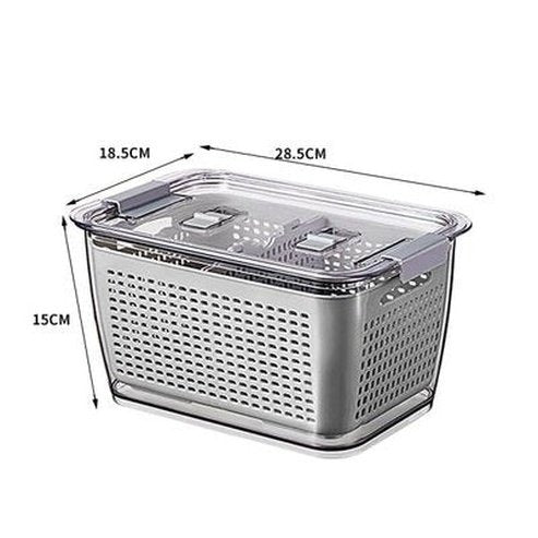 Fresh Fridge Storage Box Food Storage Containers L Grey Fridge Partitioned Food Storage Containers with Lid - Dondepiso