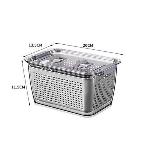 Fresh Fridge Storage Box Food Storage Containers M Grey Fridge Partitioned Food Storage Containers with Lid - Dondepiso
