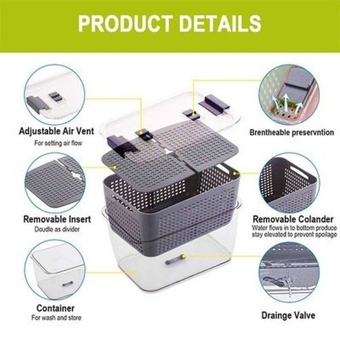 Fresh Fridge Storage Box Food Storage Containers Fridge Partitioned Food Storage Containers with Lid - Dondepiso