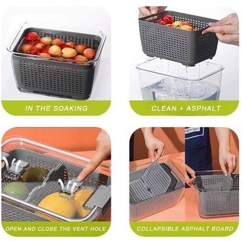 Fresh Fridge Storage Box Food Storage Containers Fridge Partitioned Food Storage Containers with Lid - Dondepiso