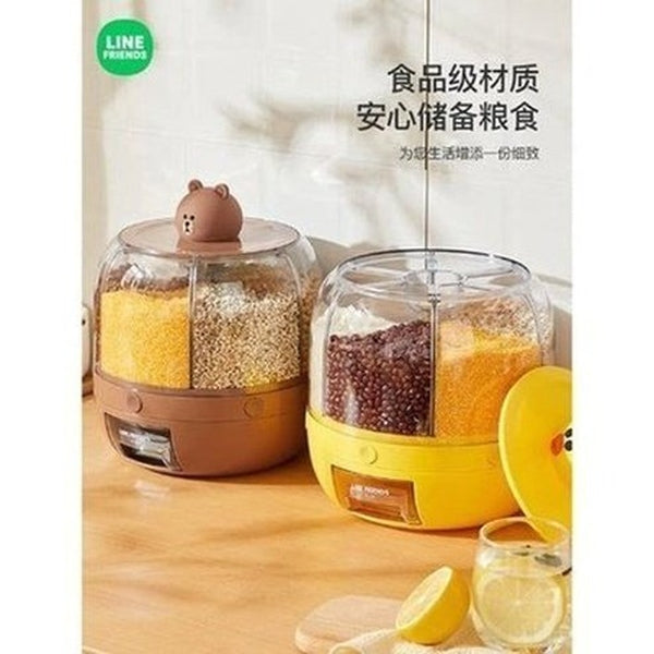 LINE FRIENDS Rotating Rice Box Food Storage Containers LINE FRIENDS Cartoon Brown Sally Rotating Rice Box - Dondepiso