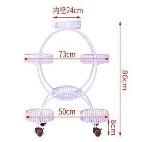 Plant Rack With Wheels Garden Pot Saucers & Trays Wrought Iron Double Layer Plant Rack With Wheels · Dondepiso