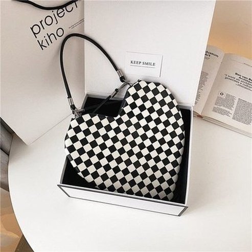 Heart Shoulder Bag Handbags Checkered Shoulder Bag for Women · Dondepiso