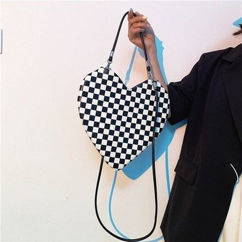 Heart Shoulder Bag Handbags Checkered Shoulder Bag for Women · Dondepiso