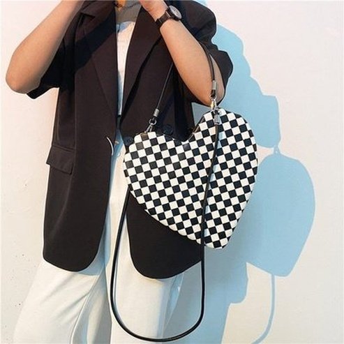 Heart Shoulder Bag Handbags Checkered Shoulder Bag for Women · Dondepiso