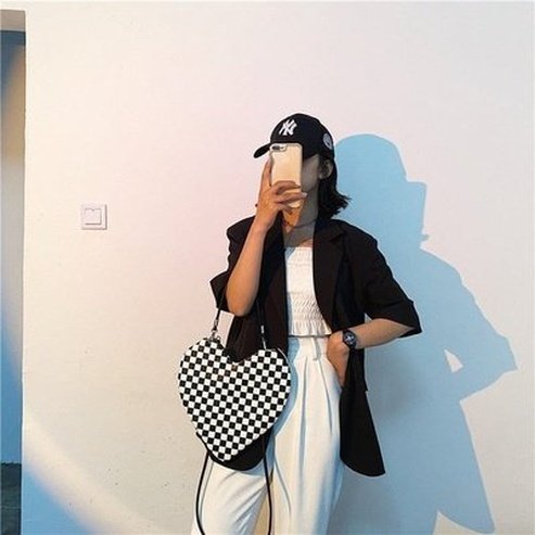 Heart Shoulder Bag Handbags Checkered Shoulder Bag for Women · Dondepiso