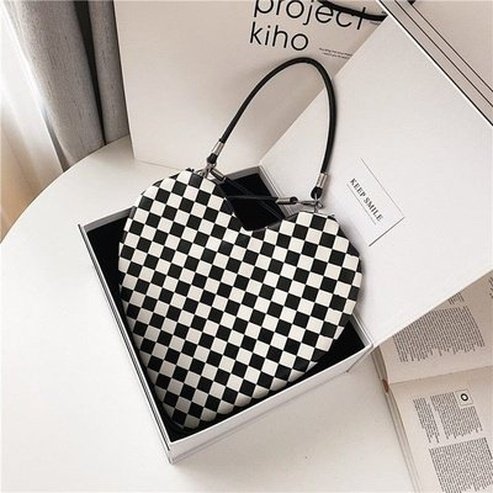 Heart Shoulder Bag Handbags Checkered Shoulder Bag for Women · Dondepiso