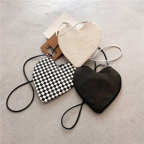 Heart Shoulder Bag Handbags Checkered Shoulder Bag for Women · Dondepiso