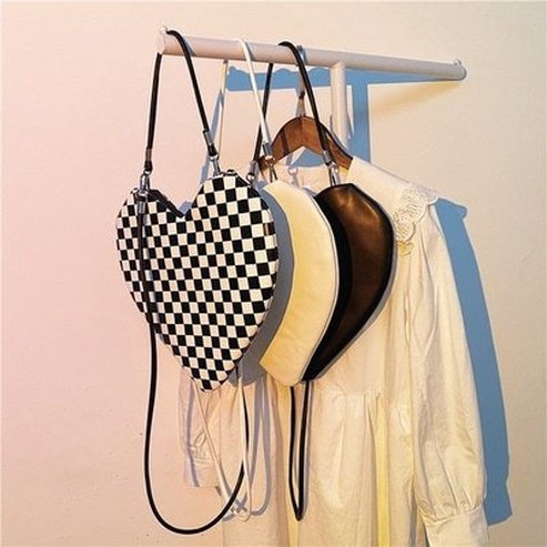 Heart Shoulder Bag Handbags Checkered Shoulder Bag for Women · Dondepiso