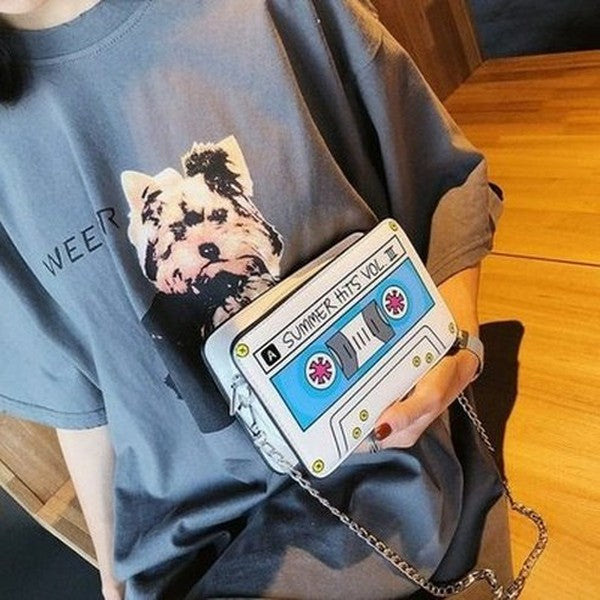 Tape Recorder Women Bag Handbags, Wallets & Cases Black Tape Recorder Shape Shoulder Women Bag · Dondepiso