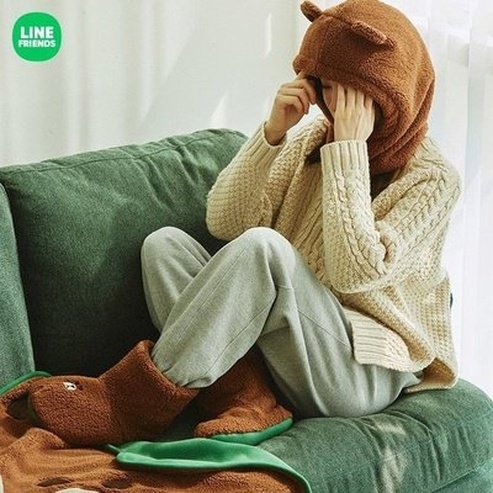 LINE FRIENDS Winter Hat Hats Brown LINE FRIENDS Kawaii Cartoon Brown Winter Warm Hat - Dondepiso