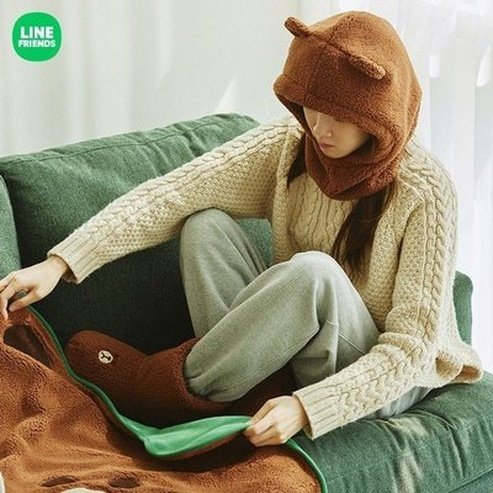 LINE FRIENDS Winter Hat Hats Brown LINE FRIENDS Kawaii Cartoon Brown Winter Warm Hat - Dondepiso