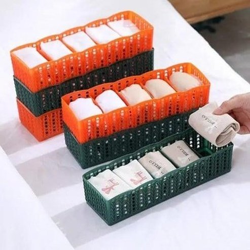 Basket Socks Organizer Household Drawer Organizer Inserts 5 Grid Basket Socks Organizer – Dondepiso