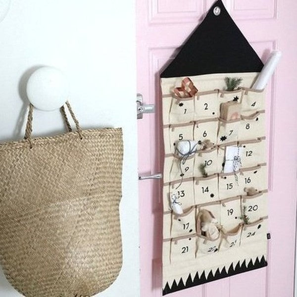 24 Pocket Hanging Bag Household Storage Bags Beige 24 Pocket Canvas Hanging Storage Bag · Dondepiso