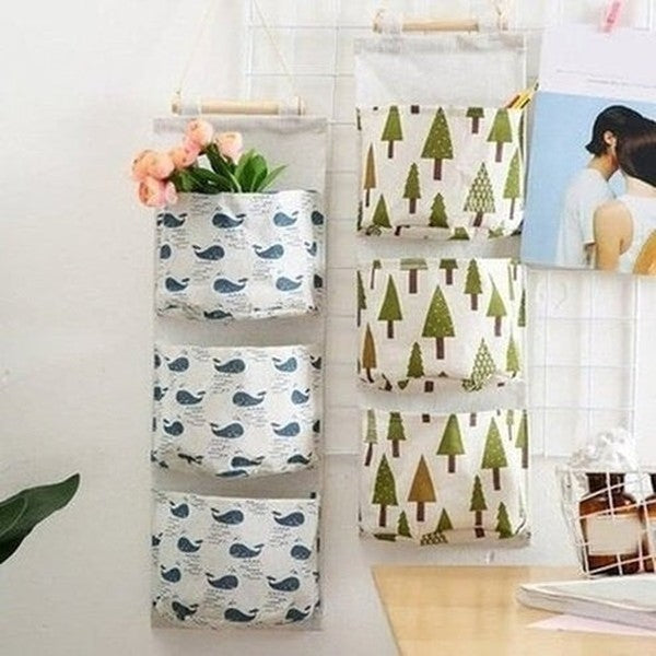 Storage Hang Bag Household Storage Bags 3 Pockets Wall Mount Hanging Storage Bag – Dondepiso