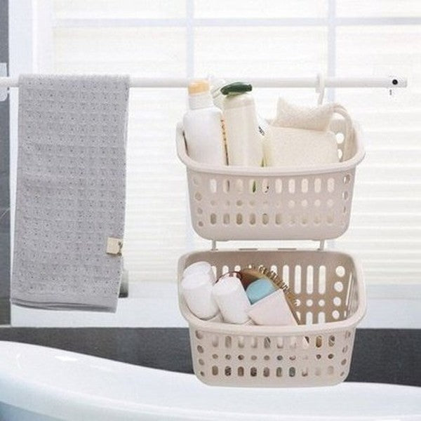 Double hook Hang Basket Household Storage Containers Double Hook Plastic Hanging Storage Basket – Dondepiso