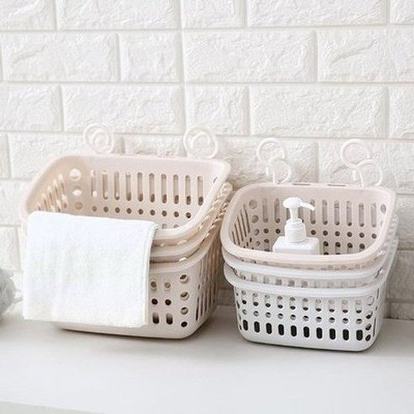 Double hook Hang Basket Household Storage Containers Double Hook Plastic Hanging Storage Basket – Dondepiso