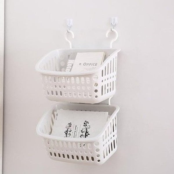 Double hook Hang Basket Household Storage Containers Double Hook Plastic Hanging Storage Basket – Dondepiso