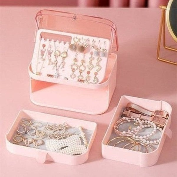 Jewelery Storage Drawer Household Storage Containers Double Layer Clear Travel Jewelry Storage Box · Dondepiso