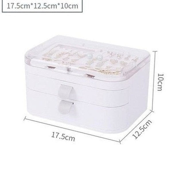 Jewelery Storage Drawer Household Storage Containers Double Layer Clear Travel Jewelry Storage Box · Dondepiso