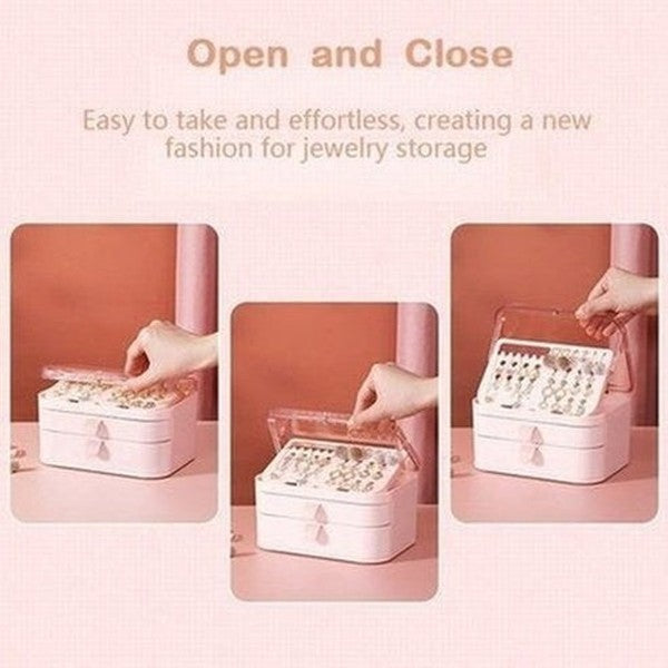 Jewelery Storage Drawer Household Storage Containers Double Layer Clear Travel Jewelry Storage Box · Dondepiso