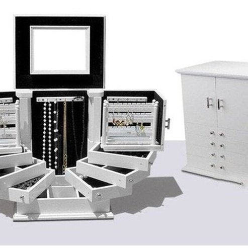 Retro Jewelry Box Household Storage Containers White Large Capacity Retro Wooden Jewelry Organizer Box · Dondepiso