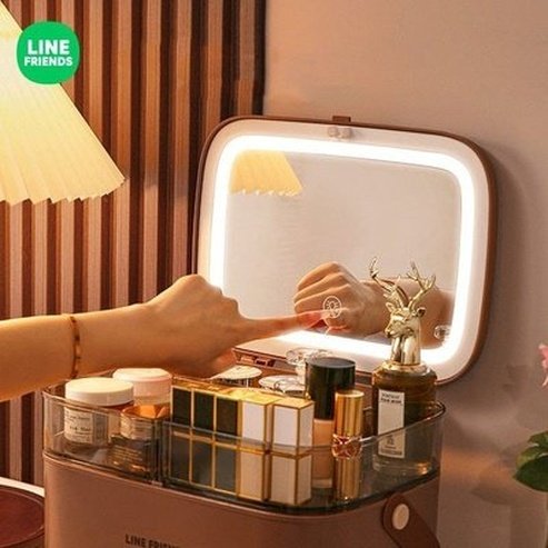 LINE FRIENDS Cosmetic Box Household Storage Containers Brown LINE FRIENDS Cartoon Brown Bear Cosmetic Storage Box - Dondepiso