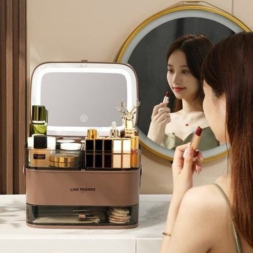 LINE FRIENDS Cosmetic Box Household Storage Containers Brown LINE FRIENDS Cartoon Brown Bear Cosmetic Storage Box - Dondepiso