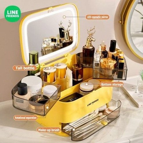 LINE FRIENDS Cosmetic Box Household Storage Containers Brown LINE FRIENDS Cartoon Brown Bear Cosmetic Storage Box - Dondepiso